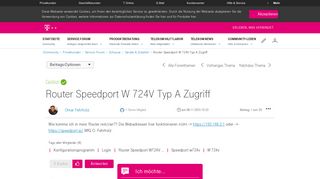 
                            1. Gelöst: Community | Router Speedport W 724V Typ A Zugriff | Telekom ...