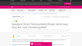 
                            7. Gelöst: Community | Speedport Smart: Rebootschleife (Router startet ...