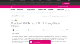 
                            2. Gelöst: Community | Speedport W724V - ext. HDD - FTP Zugriff über ...