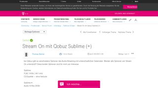 
                            10. Gelöst: Community | Stream On mit Qobuz Sublime (+) | Telekom hilft ...