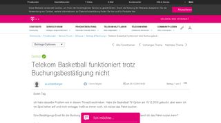 
                            12. Gelöst: Community | Telekom Basketball funktioniert trotz ...