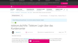 
                            10. Gelöst: Community | telekom.de/hilfe: Telekom Login über das ...