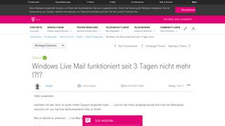 
                            8. Gelöst: Community | Windows Live Mail funktioniert seit 3 Tagen nicht ...