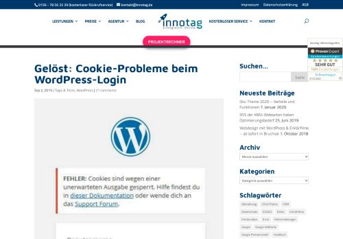 
                            12. Gelöst: Cookie-Probleme beim WordPress-Login