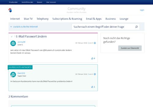 
                            6. Gelöst: E-Mail Passwort ändern | Swisscom Community
