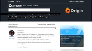 
                            1. Gelöst: E-Mail und Passwort vergessen, Origin ID ebenfalls vergessen ...