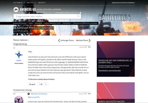 
                            10. Gelöst: EA Konto mit PSN Konto verknüpfen - Answer HQ
