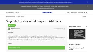
                            11. Gelöst: Fingerabdrucksensor s9 reagiert nicht mehr - Samsung ...
