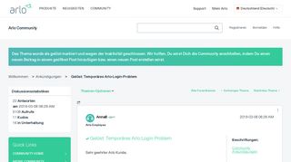 
                            9. Gelöst: Gelöst: Temporäres Arlo-Login-Problem - Arlo Communities