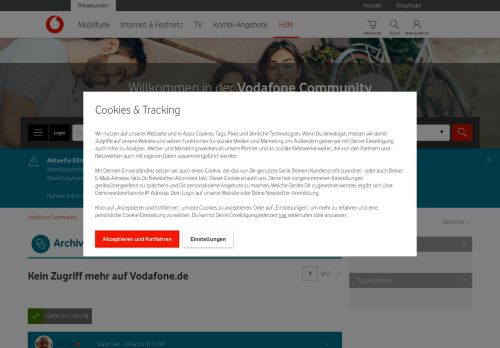 
                            10. Gelöst: Kein Zugriff mehr auf Vodafone.de - Vodafone Community