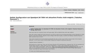 
                            6. Gelöst: Konfiguration von Speedport W 700V mit aktuellem Firefox ...