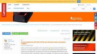 
                            13. Gelöst: Lenovo IdeaCentre AIO 520-27ICB-kein Windows Hello mit ...