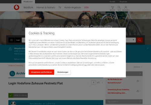 
                            2. Gelöst: Login Vodafone Zuhause Festnetz Flat - Vodafone Community