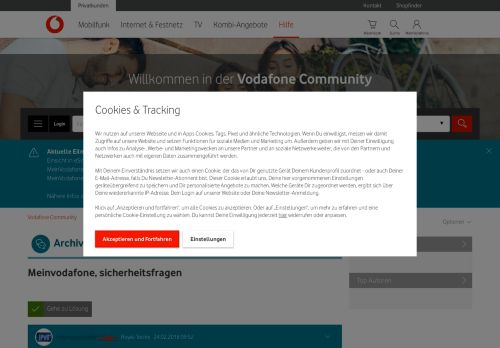 
                            1. Gelöst: Meinvodafone, sicherheitsfragen - Vodafone Community