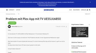 
                            3. Gelöst: Problem mit Plex App mit TV UE55JU6850 - Samsung ...