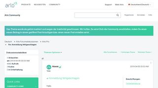 
                            6. Gelöst: Re: Anmeldung fehlgeschlagen - Arlo Communities