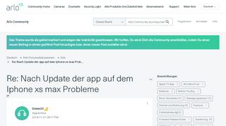 
                            3. Gelöst: Re: Nach Update der app auf dem Iphone xs max Prob... - Arlo ...