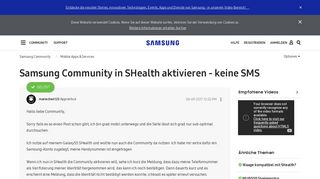 
                            3. Gelöst: Samsung Community in SHealth aktivieren - keine SMS ...