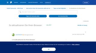 
                            10. Gelöst: So aktualisieren Sie Ihren Browser. - PayPal Community