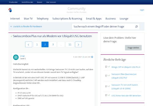 
                            12. Gelöst: Swisscombox Plus nur als Modem vor Ubiquiti USG be ...