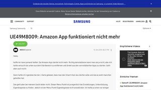 
                            7. Gelöst: UE49M8009: Amazon App funktioniert nicht mehr - Samsung ...