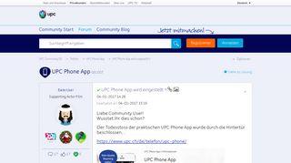 
                            2. Gelöst: UPC Phone App wird eingestellt !! - UPC Community