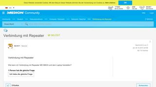 
                            1. Gelöst: Verbindung mit Repeater - MEDION Community