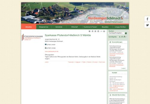 
                            11. Gemeinde Herdwangen-Schönach - Kurzinfo: Sparkasse Pfullendorf ...