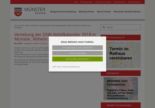 
                            12. Gemeindeverwaltung Münster in Hessen | Verteilung der ZAW ...