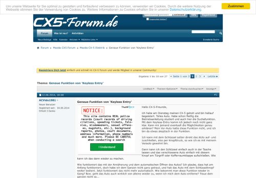 
                            6. Genaue Funktion von 'Keyless Entry' - Mazda CX5 Forum