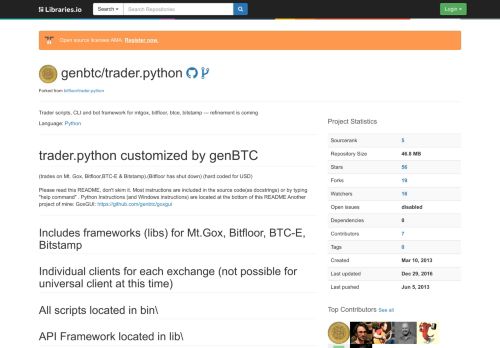 
                            12. genbtc/trader.python - Libraries.io