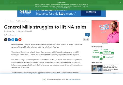 
                            13. General Mills struggles to lift NA sales - MarketWatch