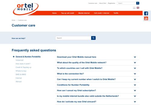 
                            10. General & Number Portability - Contact us | customer care | Ortel