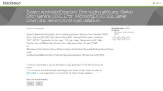 
                            10. General ODBC Error: [Microsoft][ODBC SQL Server ... - Knowledgebase