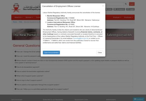 
                            9. General Questions by Employers - Labour Market Regulatory Authority