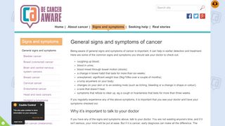
                            12. General signs and symptoms of cancer | Be Cancer Aware
