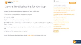 
                            3. General Troubleshooting for Your App – Lose It! Support