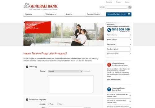 
                            5. Generali Bank - Email-Anfrage senden
