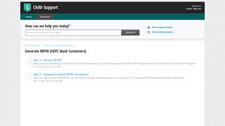 
                            5. Generate MPIN [HDFC Bank Customers] : Chillr Support