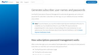 
                            7. Generate subscriber user names and passwords - PayPal Developer