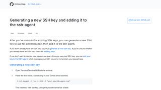 
                            6. Generating a new SSH key and adding it to the ssh-agent - GitHub Help