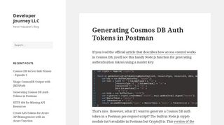 
                            1. Generating Cosmos DB Auth Tokens in Postman – Developer Journey ...