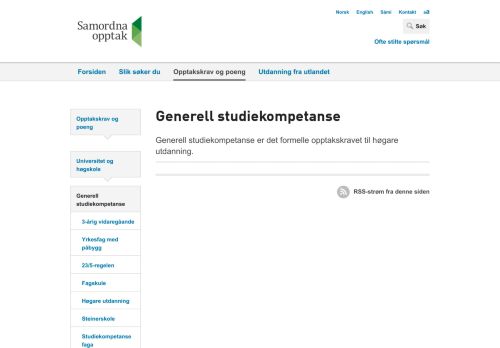 
                            7. Generell studiekompetanse - Samordna opptak