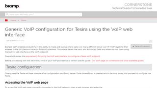 
                            5. Generic VoIP configuration for Tesira using the VoIP web interface ...