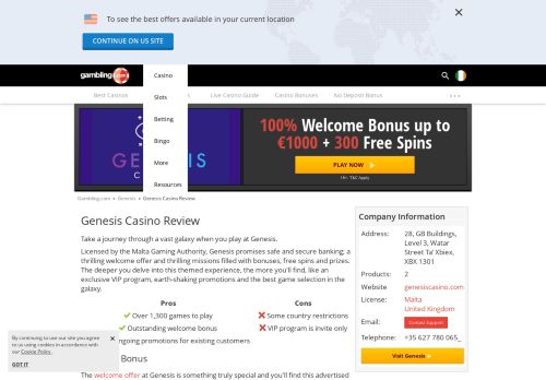 
                            7. Genesis Casino Bonus + Free Spins for Ireland - Gambling.com