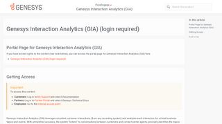 
                            4. Genesys Interaction Analytics (GIA) (login required)