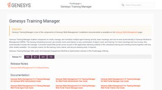
                            8. Genesys Training Manager - Genesys Documentation