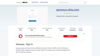 
                            5. Genesys.okta.com website. Genesys - Sign In.