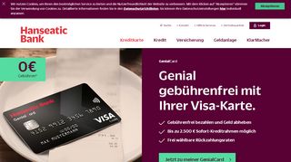 
                            3. GenialCard: Kreditkarte ohne Jahresgebühr + 50 ... - Hanseatic Bank