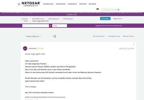 
                            8. Genie Login geht nicht - NETGEAR Communities